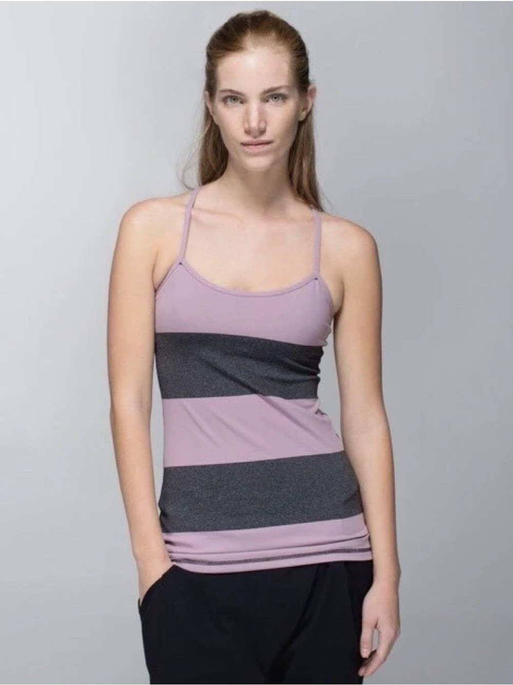 Lululemon Bold Stripe Mauvelous Black Power-Y Power Y Tank size 10.